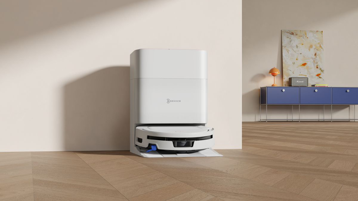 ECOVACS DEEBOT T90 MAX PRO OMNI Robot odkurzająco-mopujący sprząta z wysuniętą rolką, skanując przeszkody