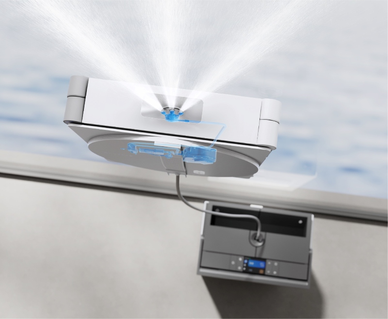 Szerokokątne spryskiwanie trzema dyszami + mokry pad